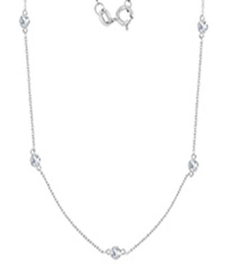 White Sapphire Station Necklace in Rhodium Over Sterling Silver