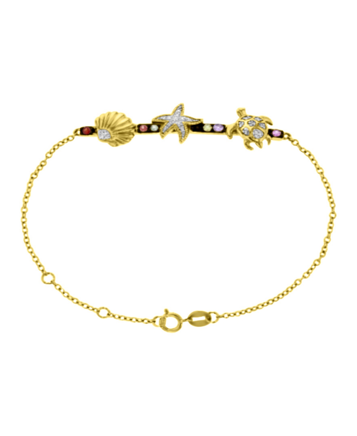 Macy's Starfish & Sea Turtle Bracelet in 14k Yellow Gold Over Sterling Silver