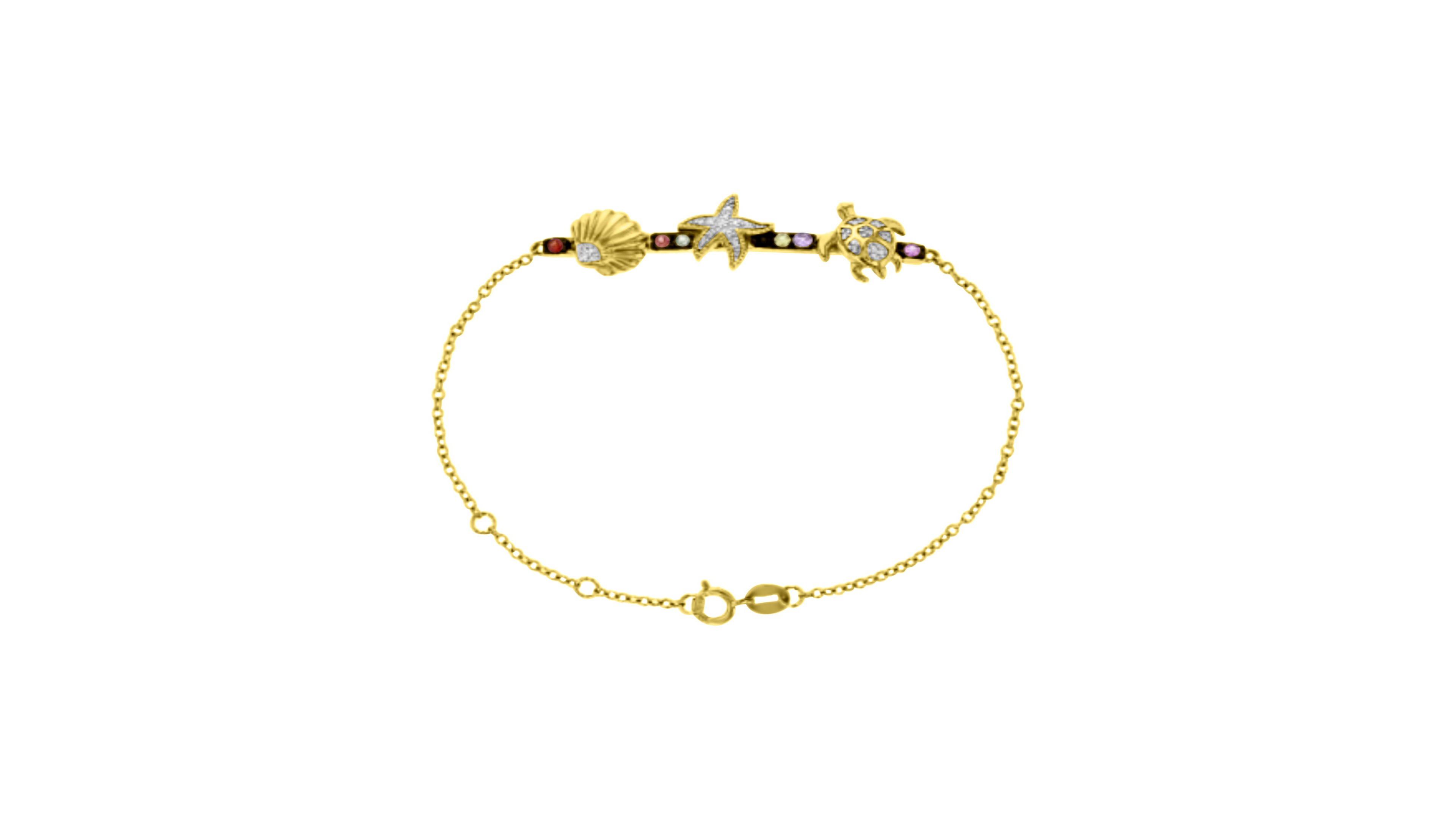 Macy's Starfish & Sea Turtle Bracelet in 14k Yellow Gold Over Sterling Silver