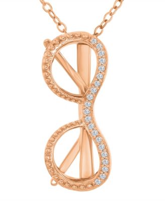 Diamond Accent Sunglasses Necklace in 14k Rose Gold Over Sterling Silver
