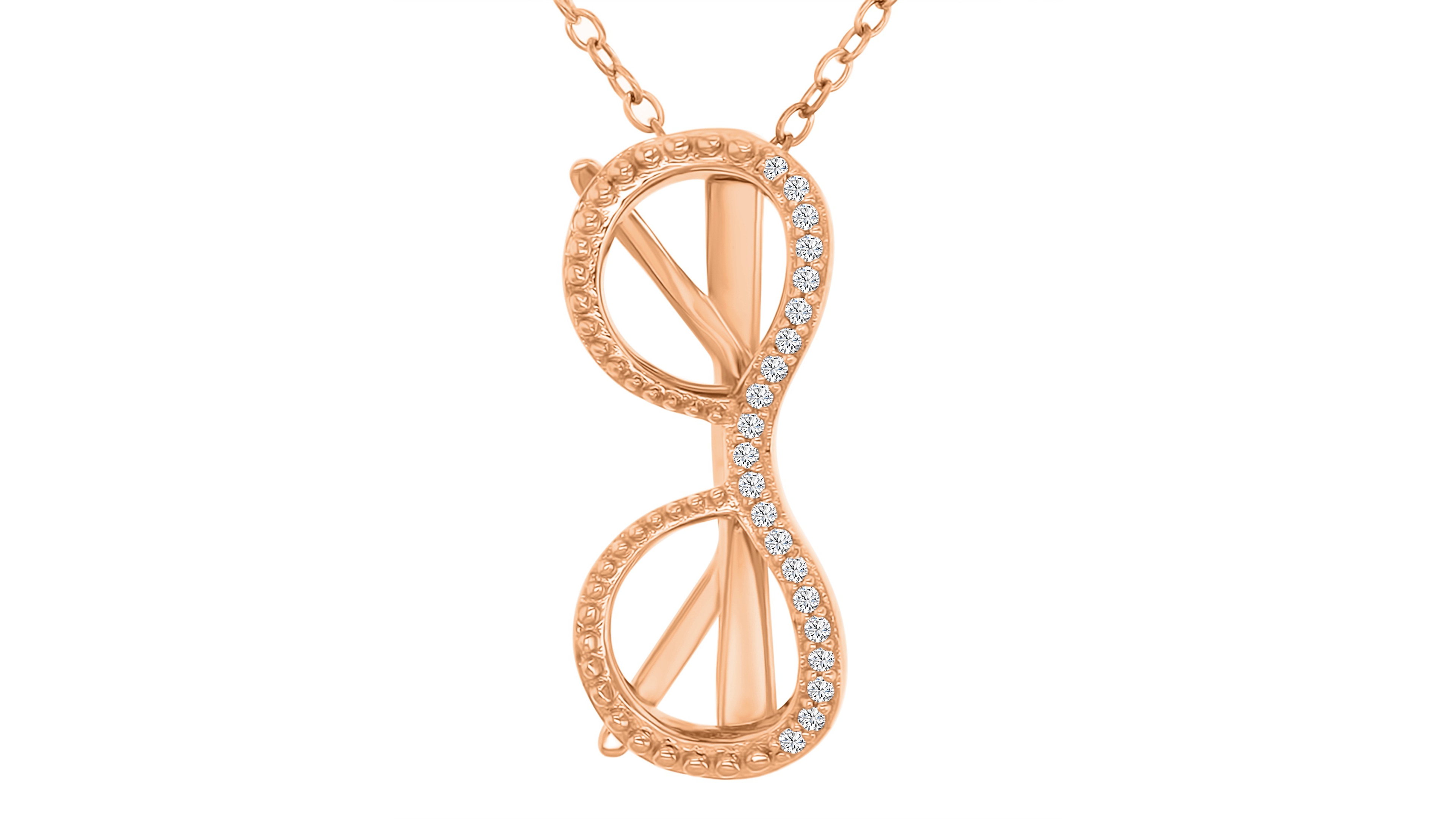 Macy's Diamond Accent Sunglasses Necklace in 14k Rose Gold Over Sterling Silver