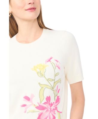 Women's Printed Short-Sleeve Sweater