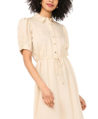 Women's Collared Neck Midi Shirt Dress
