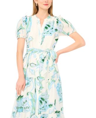 Women's V-Neck Belted Midi Dress