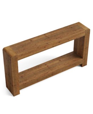 Solid Wood Console Table with Storage, 63-Inch Farmhouse Entryway Table, 2-Tier Narrow Sofa Console Behind Couch