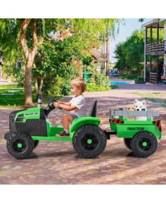 24V Ride-On Tractor for Kids with Detachable Trailer & Remote Control