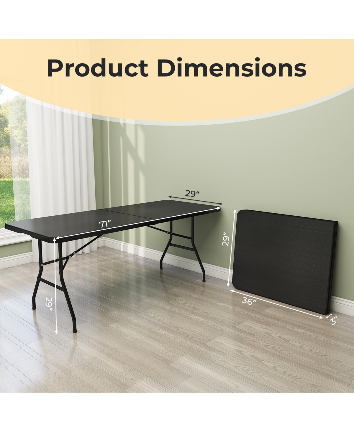 Mecale Portable Folding Camping Table with Carry Handle, Picnic Outdoor Table