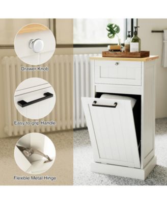 Freestanding Tilt Out Laundry Cabinet with Removable Basket and Storage Organizer