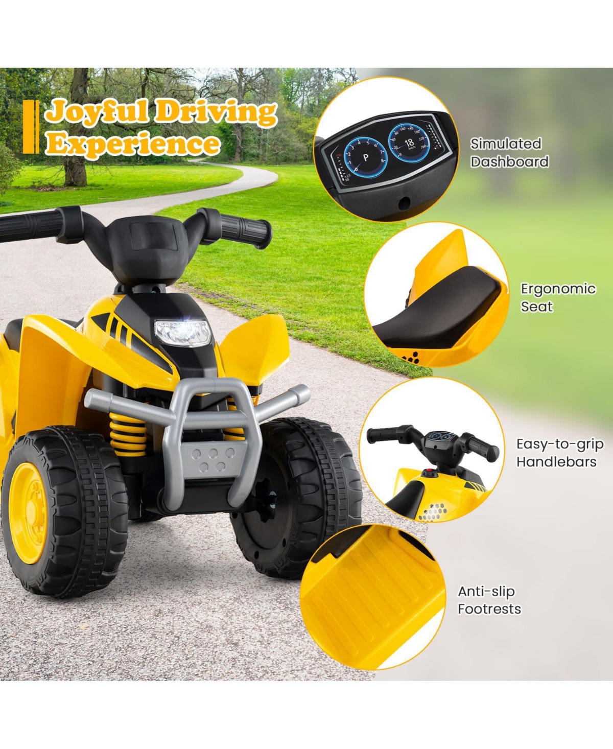 Mecale 6V Kids Ride on Atv Cat-Licensed with Horn Sound for 18-36 Months Old.