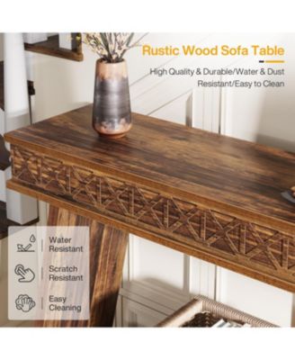 Farmhouse Console Table, Wood 70.9 Inch Extra Long Entryway Table with Storage, Narrow Long Sofa Tables Behind Couch