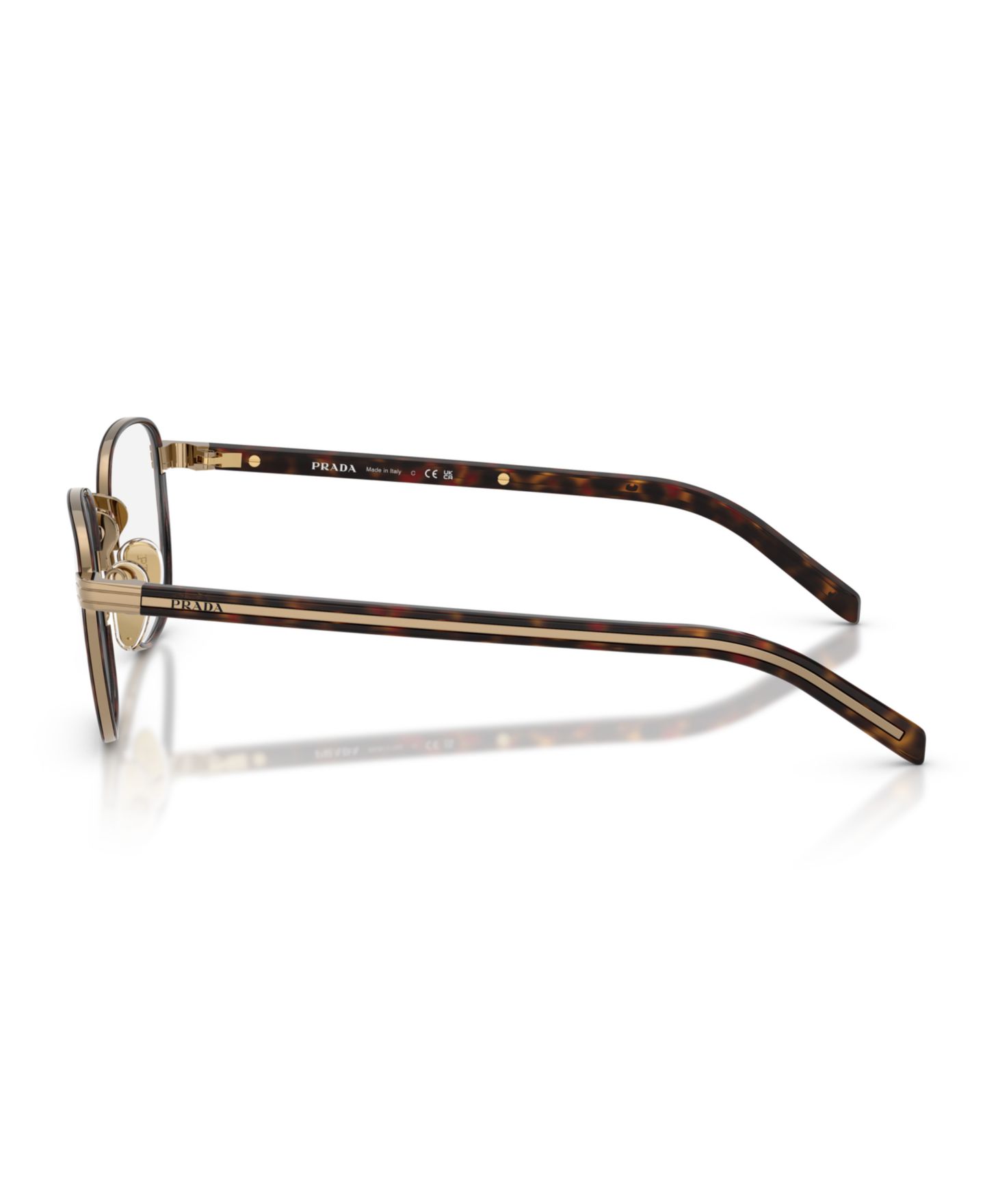 Мужские очки PRADA Man Panthos Metal PR D50V Eyeglasses, цвет: Золотой — фото 3