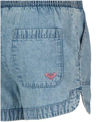 Girls' 7-16 Smocked Elastic Waistband Denim Shorts
