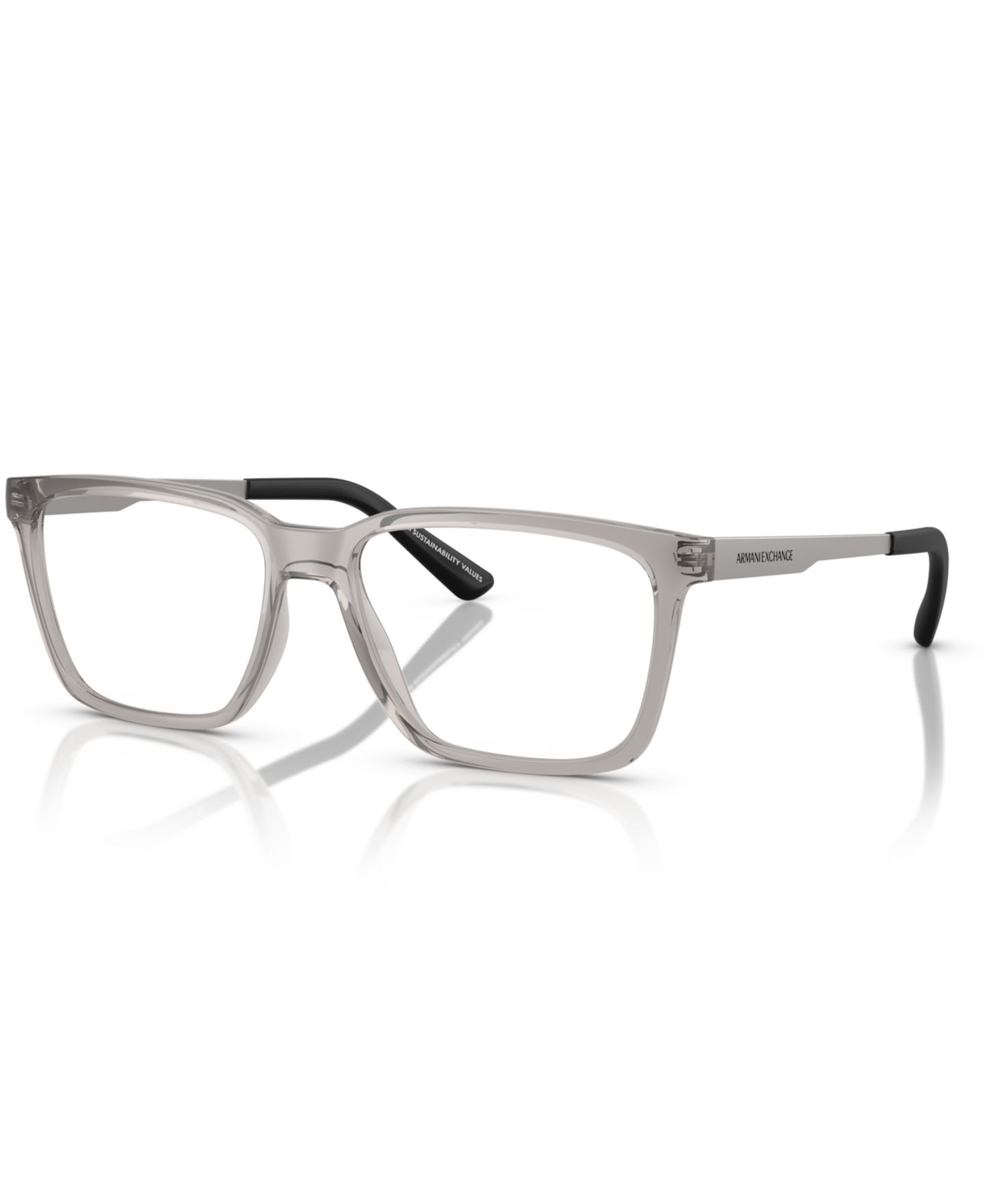 Мужские очки A|X Armani Exchange Armani Exchange Man Rectangle Plastic AX3103 Eyeglasses, цвет: Блестящий прозрачный серый — фото 1