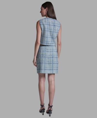 Women's Button-Front Cropped Tweed Vest