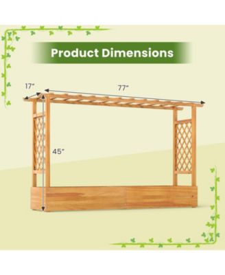 Outdoor 45 Inch Wooden Raised Planter Bed with Trellis