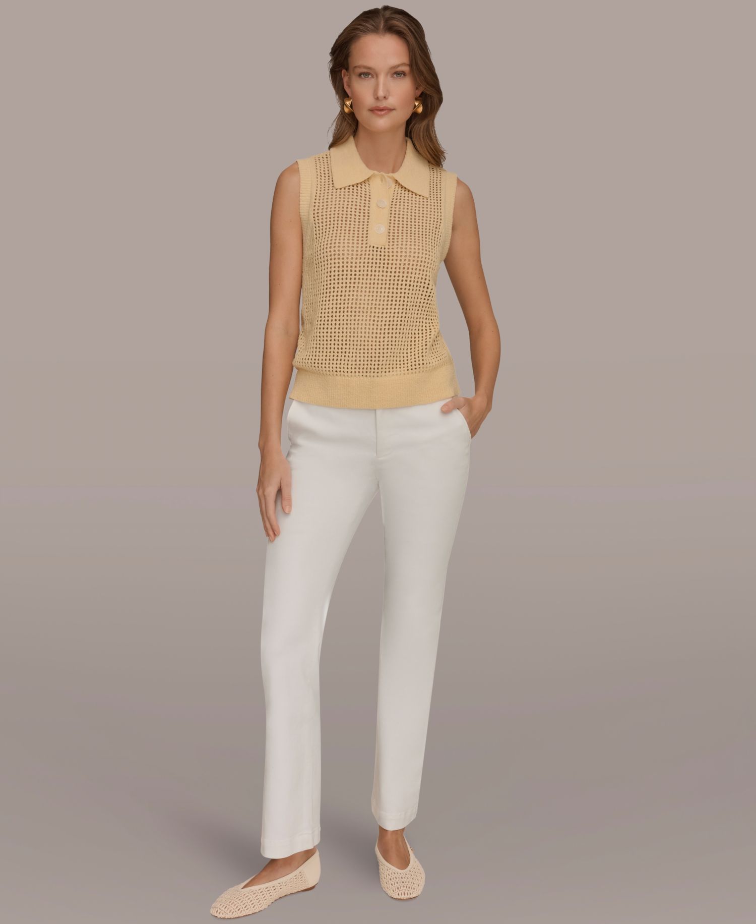 Women's Sleeveless Polo Sweater