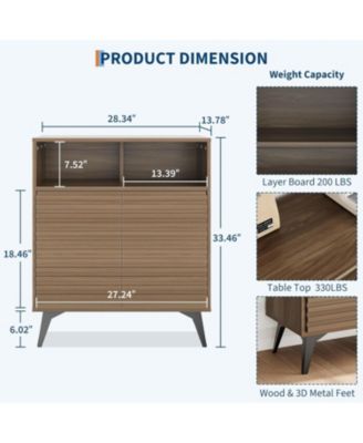 Fluted Storage Cabinet, Sideboard Buffet Cabinet with Storage & Adjustable Shelves for Living Room, Kitchen, Entryway