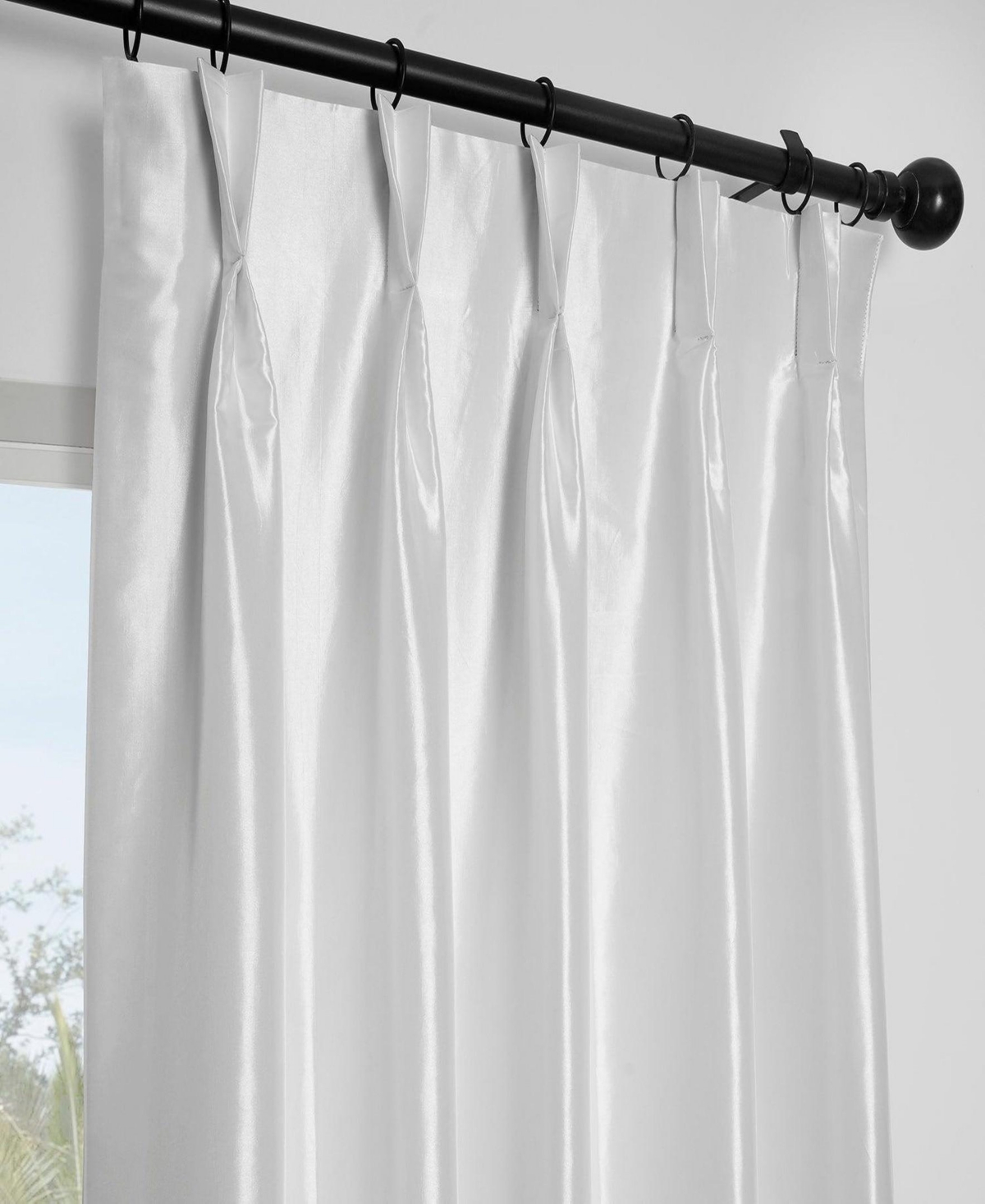 Half Price Drapes French Pleat Faux Silk Taffeta Blackout Curtain