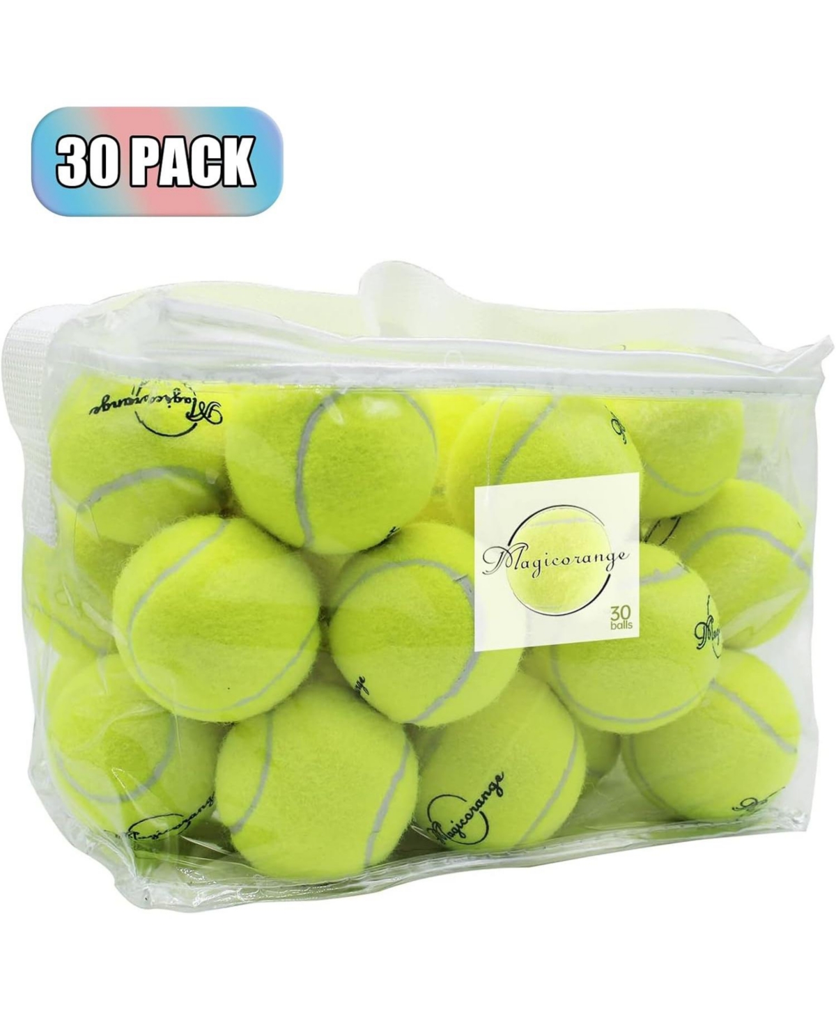 Pack of 30 Advanced Training Tennis Balls for Beginners Practice Balls with Durable Felt and Mesh Carrying Bag for All Court Play