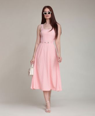 Women's Gingham Checkered Midi Dress