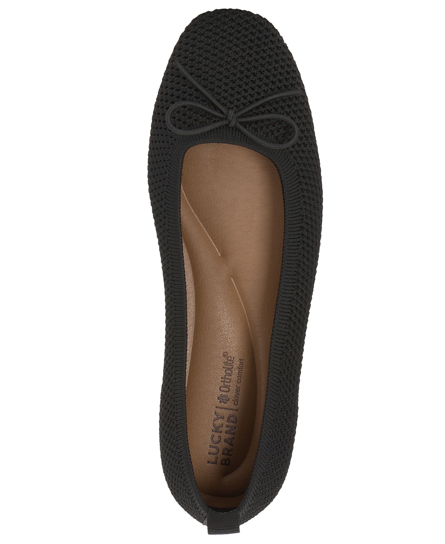 Женские балетки Lucky Brand Taneric Bow Slip-On Ballet Flats, цвет: Чёрный вязаный — фото 4