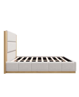 Elegant Upholstered Platform Bed with Extended Headboard