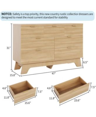 47'' modern dresser with 7 drawers and gold handles—stylish storage for bedroom, living room, hallway, or entryway.