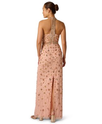 Women's Embellished Detail Halter Neck Gown
