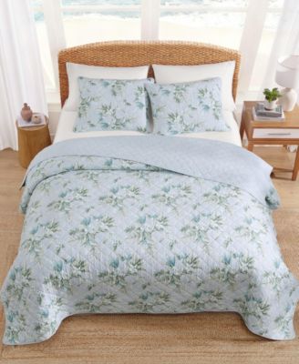 Floral Enchantment Cotton Reversible 3-Pc. Quilt Set, Full/Queen