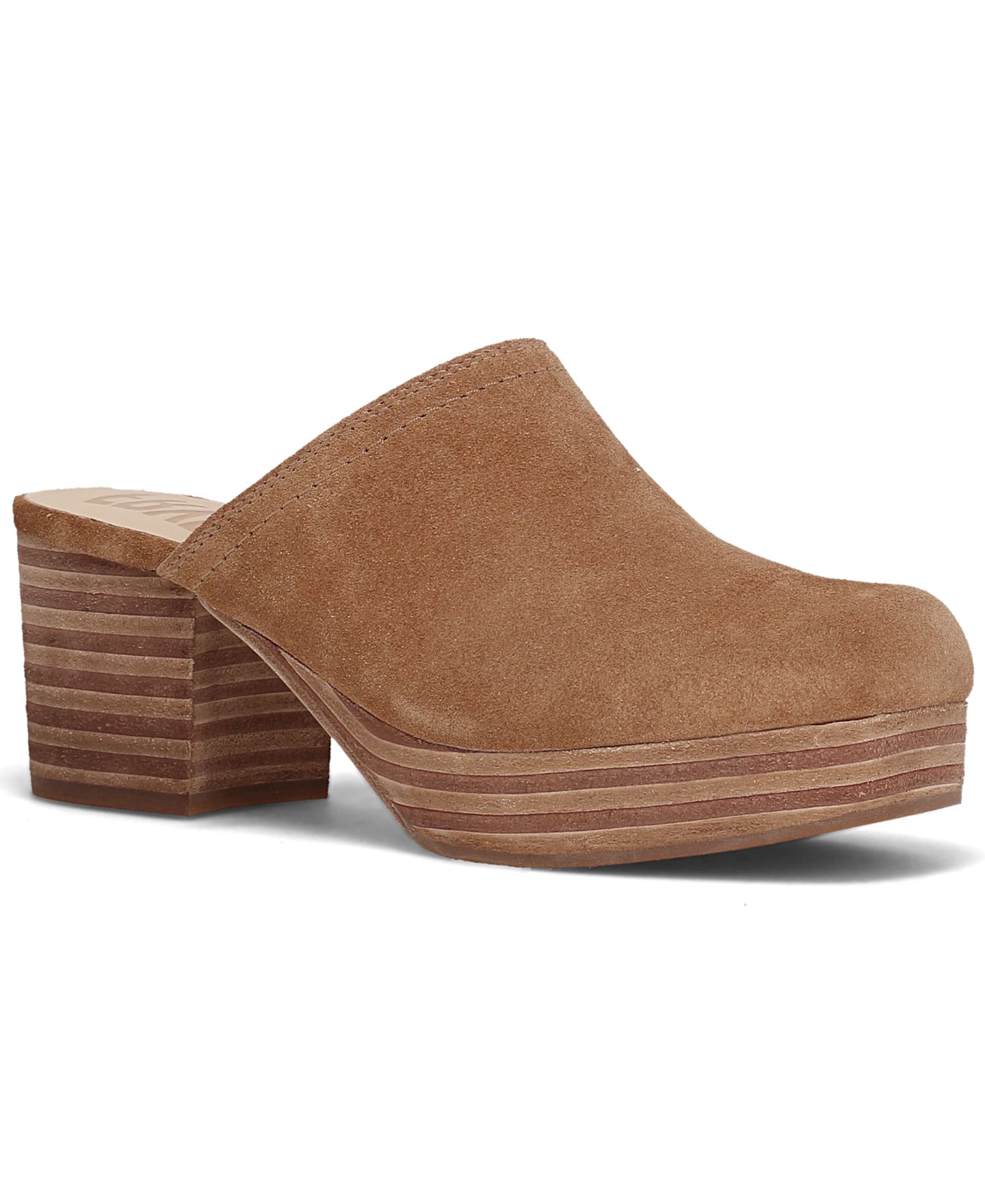 Женские сабо Frye Campus Block Heel Leather, цвет: Миндальный замшевый — фото 1