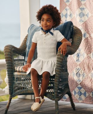 Girls' 2-6X Smocked Stretch Mesh Polo Collar Dress