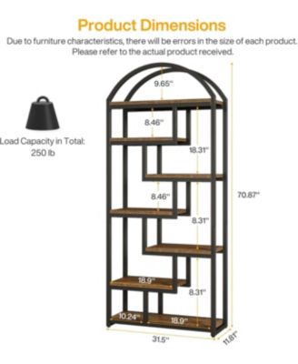 71" Tall Arched Bookshelf Set of 2, Industrial Etagere Bookcase with Open Display Shelves, Floor Stand Storage Organizer Shelving