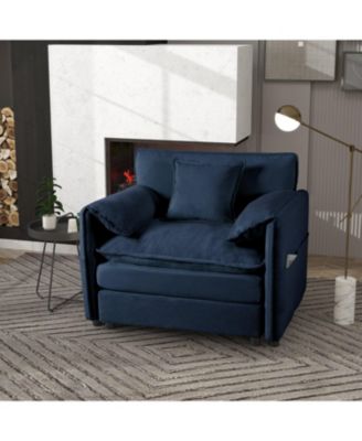 Oversized 41.73" Chenille Armchair with 1 Pillow, Modern Modular Reading Chair for Living Room or Bedroom, Deep-Seat DIY Sectional