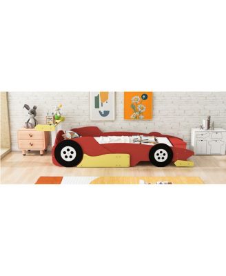Streamdale Twin Size Race Car-Shaped Platform Bed with Wheels