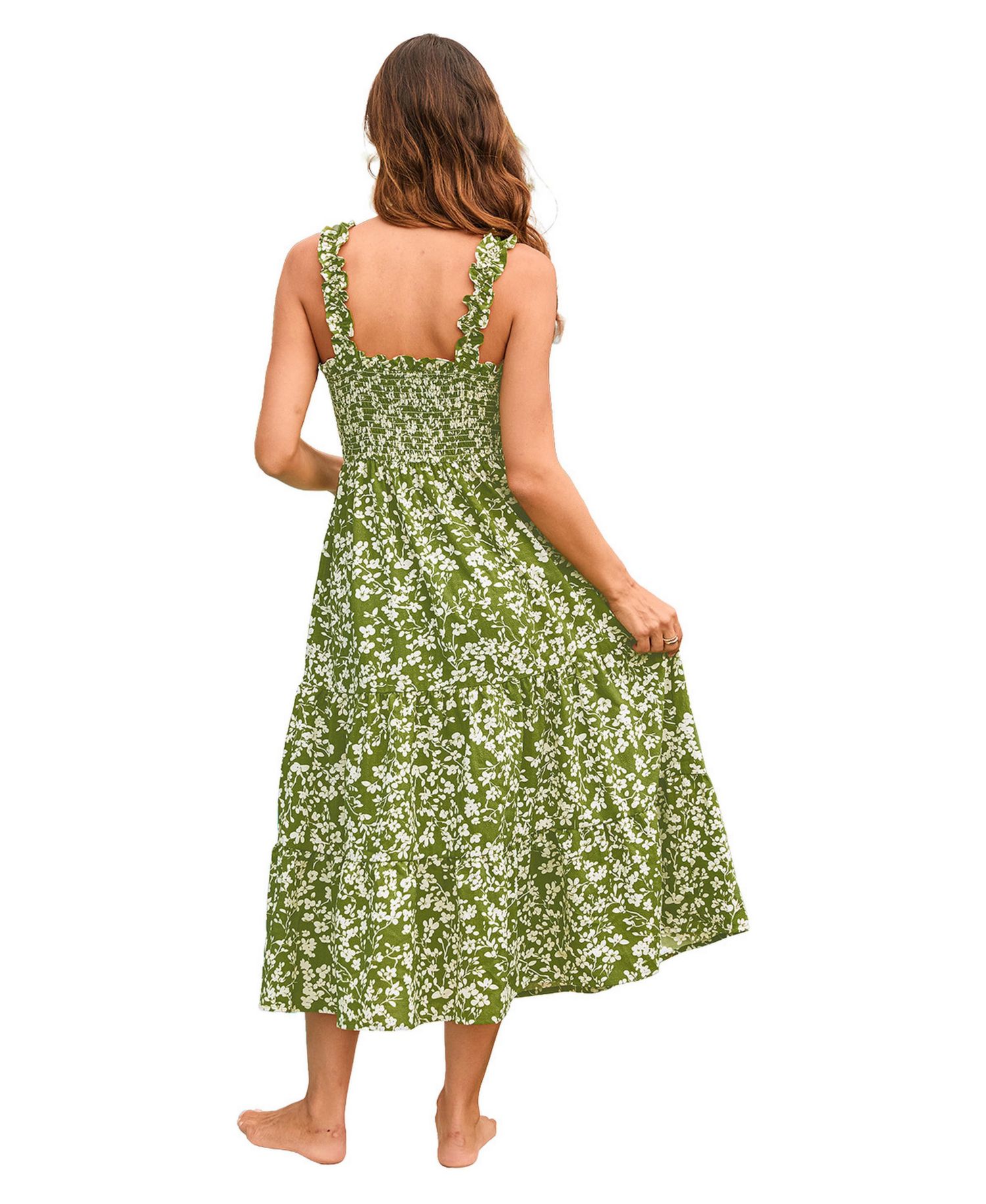 Women's V-Neck Pull-On Smocked Beach Dress