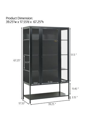 Iron Display Cabinet with Glass Door and LED Lights