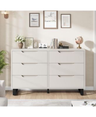 6 Dresser for Bedroom, 47.2 in Wide Dresser, Freestanding Vertical Drawer Cabinet with Storage, Wooden Closet Storage Chest for Living Room.