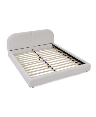 Streamdale Queen Size Upholstered Bed Frame, Modern Minimalist Curved Headboard