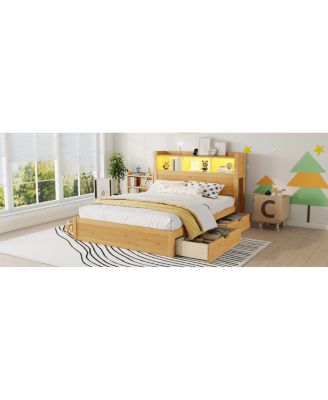 Full Size Storage Bed with LED Headboard and Drawers