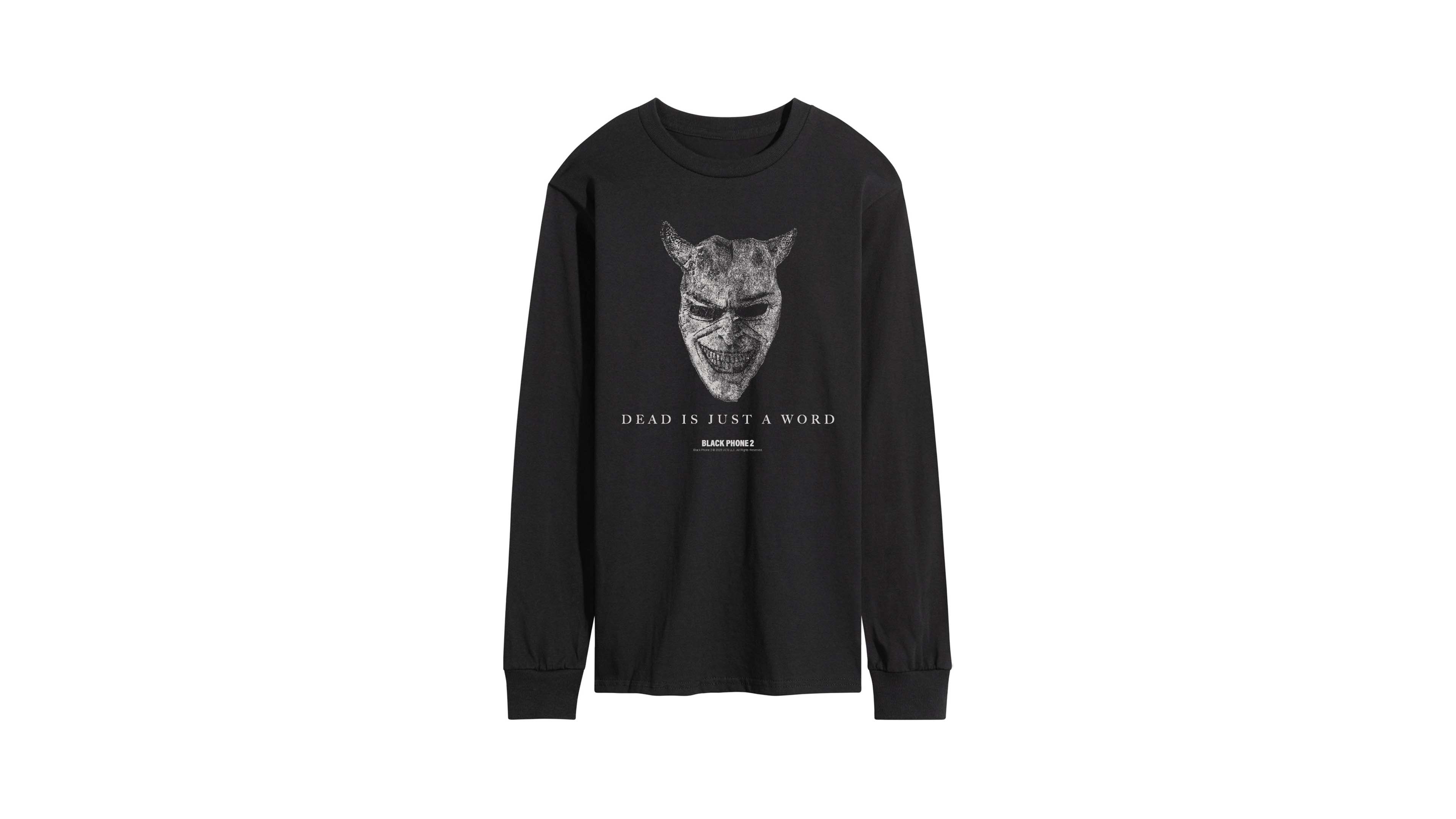Airwaves Men's Black Phone 2 Dead Is Just A Word Long-Sleeve Graphic T-Shirt