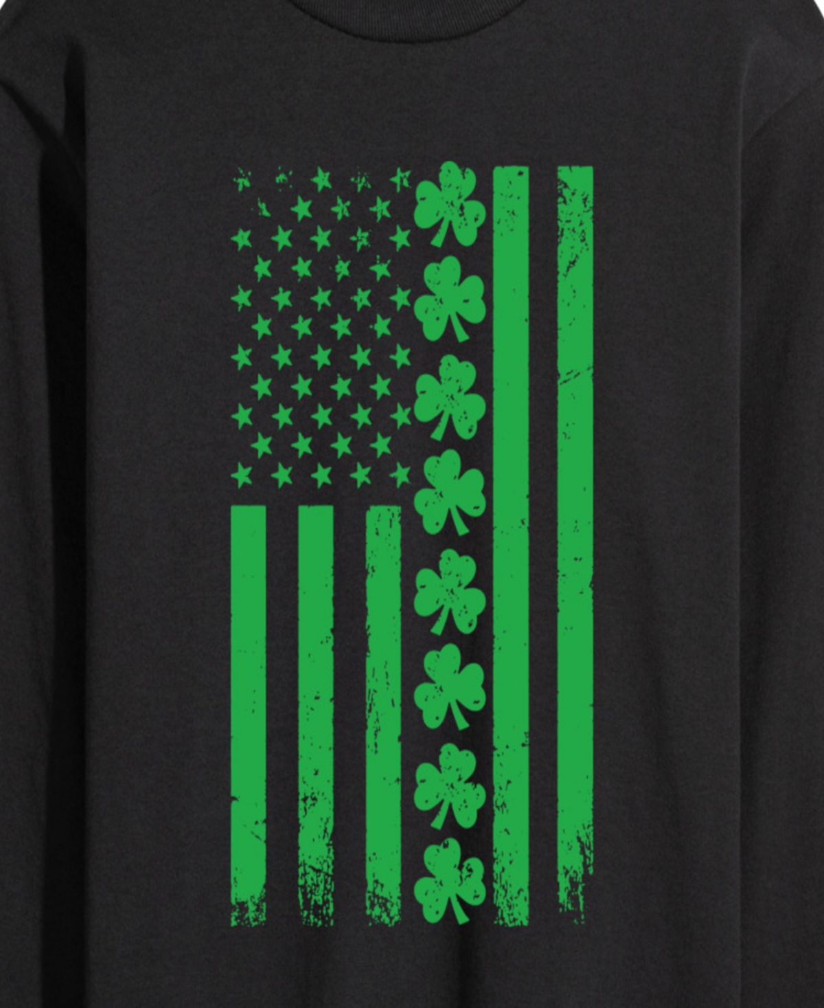 Airwaves Men's Instant Message Lucky Usa Flag Long-Sleeve Graphic T-Shirt