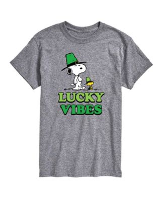 Men's Snoopy and Woodstock Lucky Vibes Short-Sleeve Graphic T-Shirt