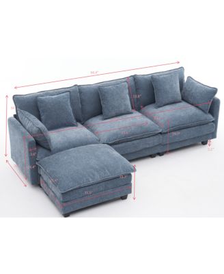 3-Seat Storage Ottoman Sectional Couch for Living Room