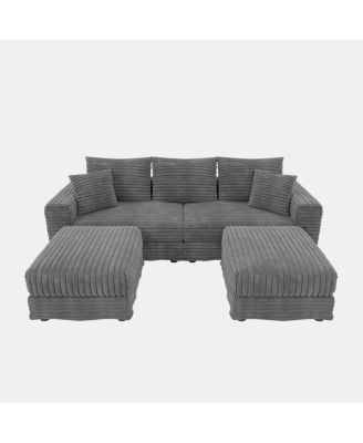 82.7" Plush Corduroy 3-Seat Sofa, Modern Comfy Upholstered Cloud Couch