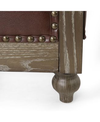 Retro Style Comfy 3-Seat Sofa with Wooden Legs