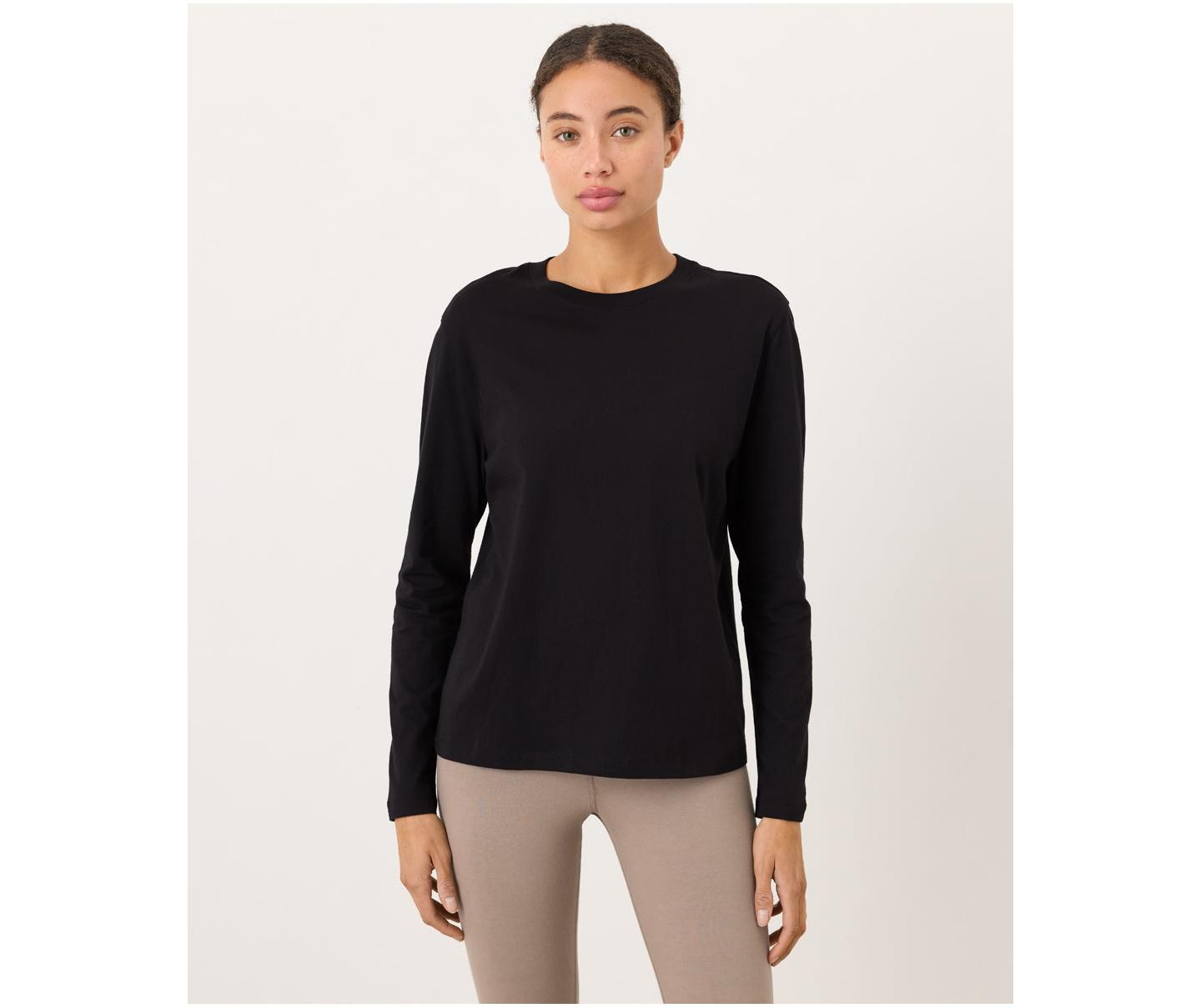 Женская футболка Pact Organic Cotton Softspun Essential Crewneck Long Sleeve, цвет: Чёрный — фото 1