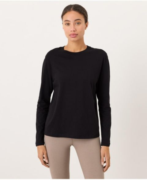 Женская футболка Pact Organic Cotton Softspun Essential Crewneck Long Sleeve, цвет: Чёрный