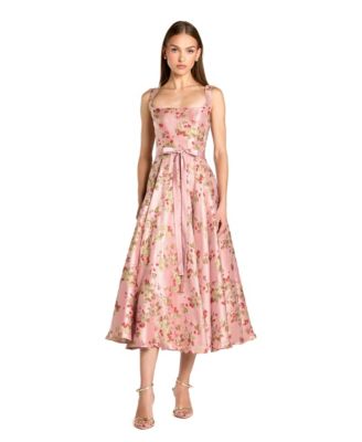 Women's Sleeveless Brocade A Line Midi Dress
