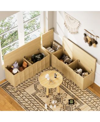 L-Shaped Modular Storage Bench with Cushion