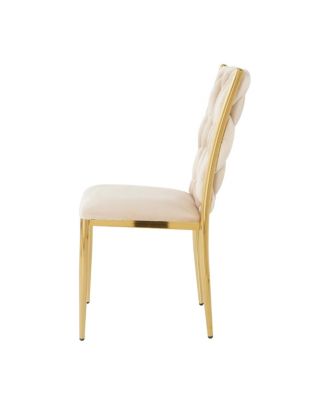 Streamdale Beige Velvet Dining Chair with Gold Legs (Set of 2)